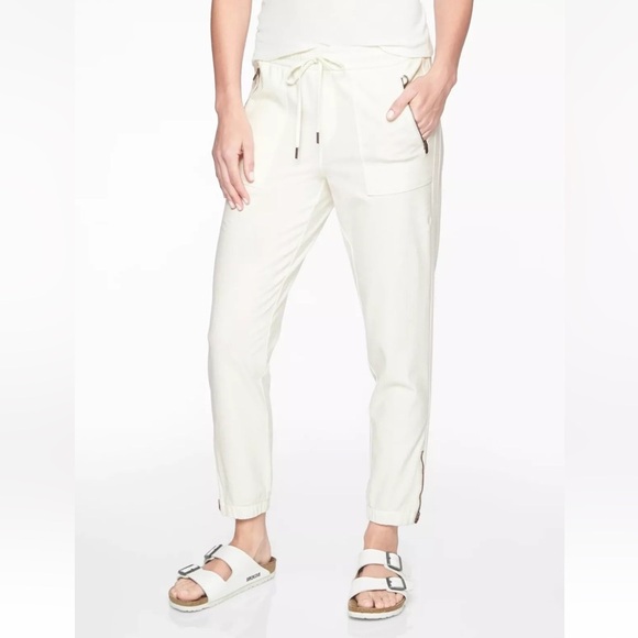 Athleta Farallon Ankle Zip Pull On Joggers Off White Cream - Picture 1 of 12